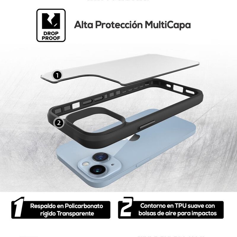 Funda TEKKU Combat para iPhone 15 Negra Transpa... image number null