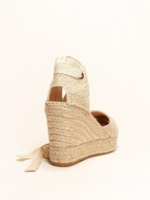 Alpargata de Cu&ntilde;a Alta Cala en Lino Metalizado ... image number null