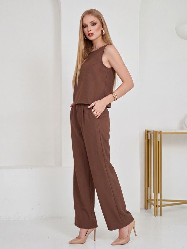 Conjunto 2 Piezas Blusa Sin Mangas Y Pantal&oacute;n P... image number null