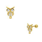 Broqueles De Oro Amarillo 14k Con Zirconia