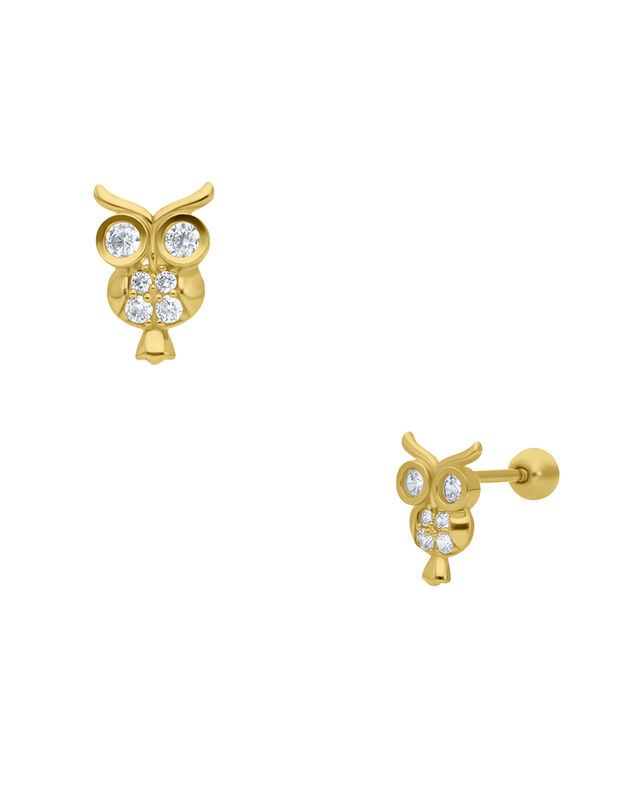 Broqueles De Oro Amarillo 14k Con Zirconia image number null