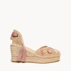 Alpargata Romero Cu&ntilde;a Media Plataforma Rafia Flores Rosa Claro