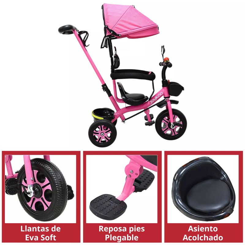 Triciclo Infantil Toldo Protector Bast&oacute;n Dirigi... image number null