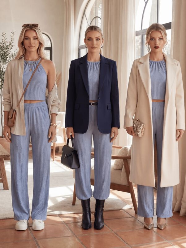 Conjunto 2 Piezas Pantalon Amplio Y Top Halter ... image number null