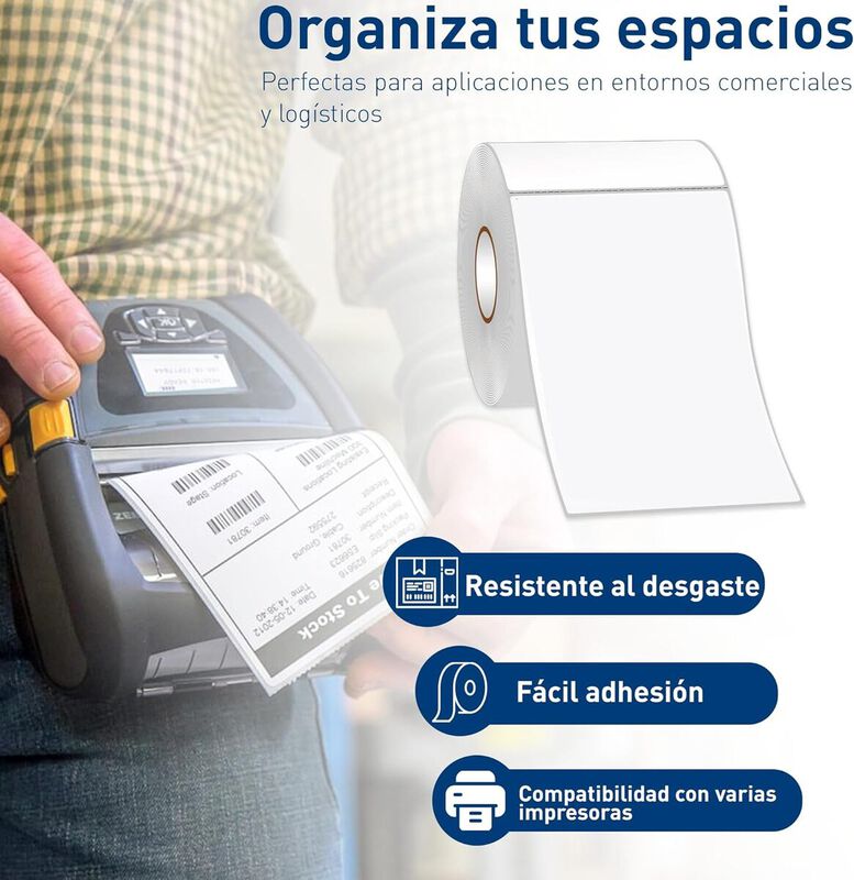 Rollo de Etiqueta Pl&aacute;stica Blanca Bluelander image number null