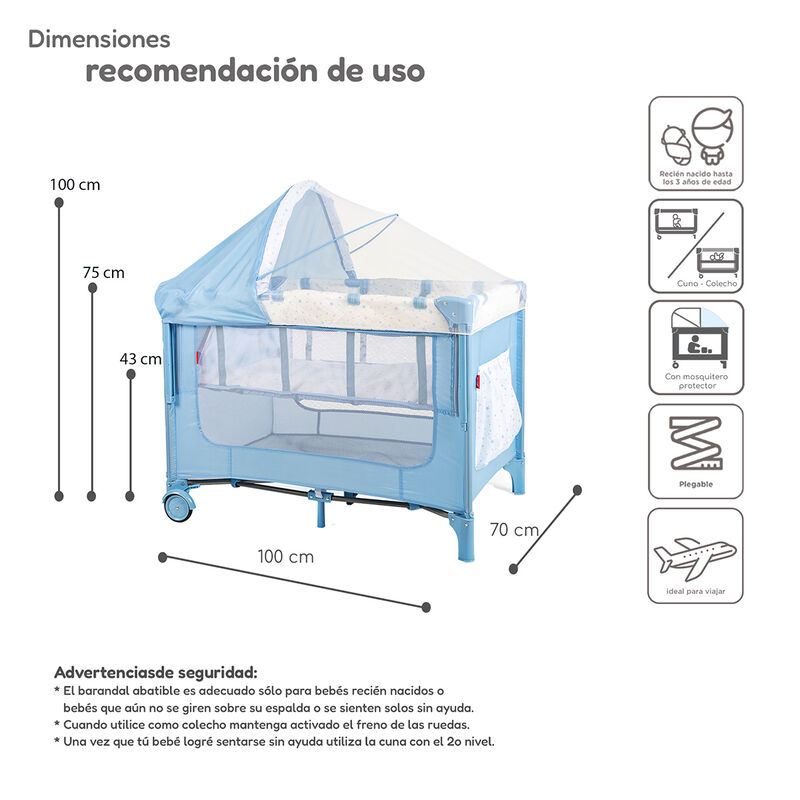 Cuna Colecho D&rsquo;Beb&eacute; con 2 Niveles Mosquitero Ac... image number null
