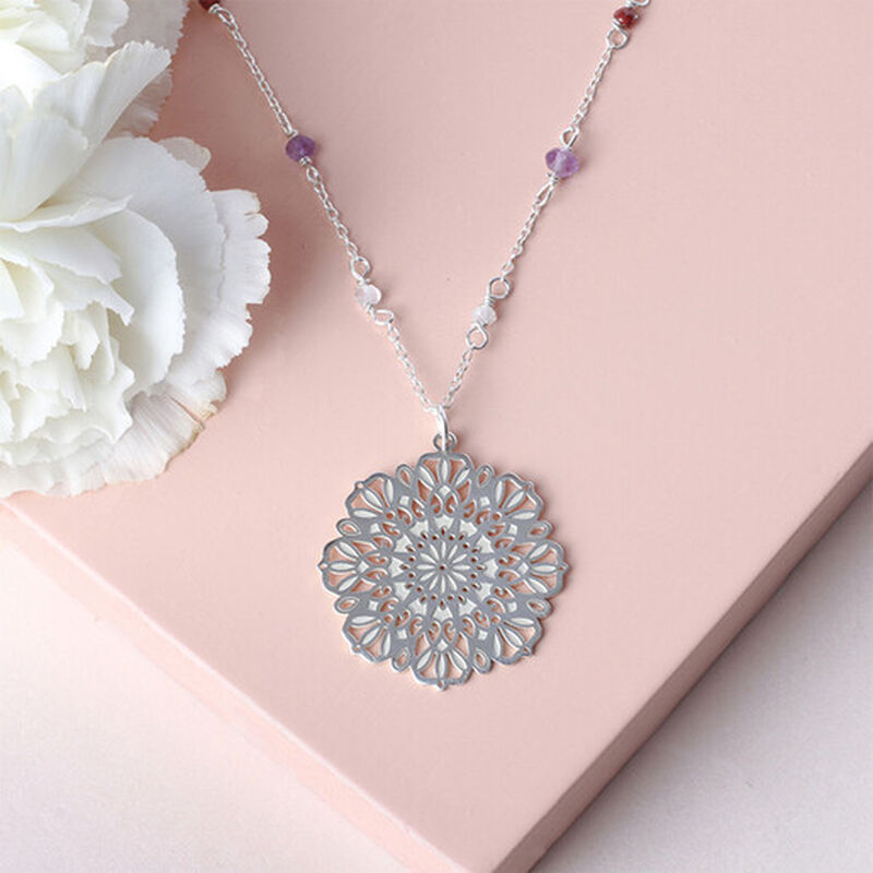 Collar Gerbera de Plata con Piedras Naturales image number null