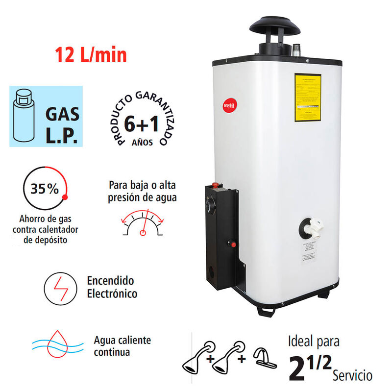 Calentador R&aacute;pida Recuperaci&oacute;n Enerhit 12 L Gas... image number null