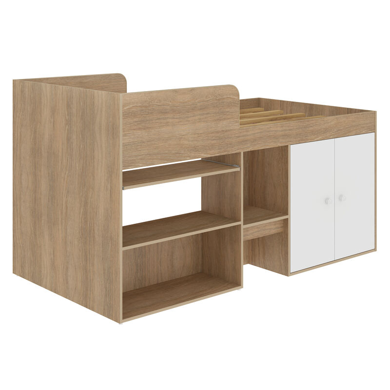 Cama Multifuncional Individual Roble/Blanco BB0... image number null