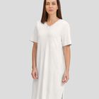 Camisón Lencero de Puntilla con Manga Corta Marfil