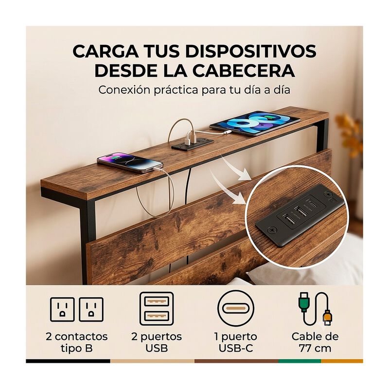 Base Cama Individual Reforzada 300kg Moderna Lu... image number null