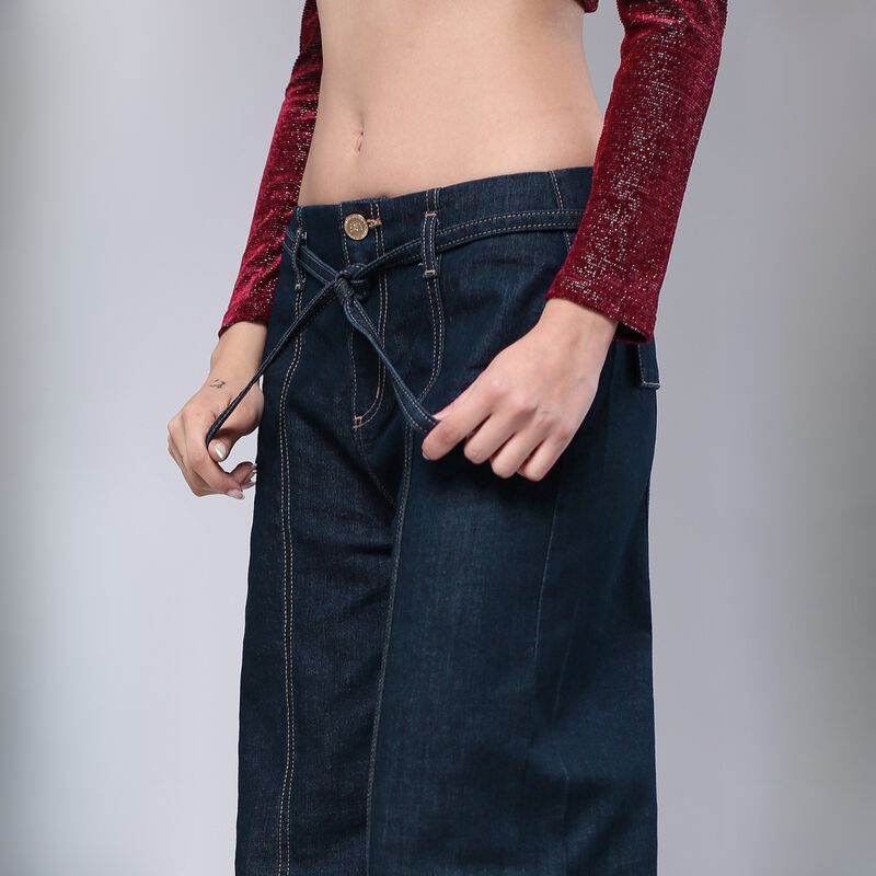 Pantal&oacute;n Recto Mujer Mezclilla Casual Tiro Medi... image number null