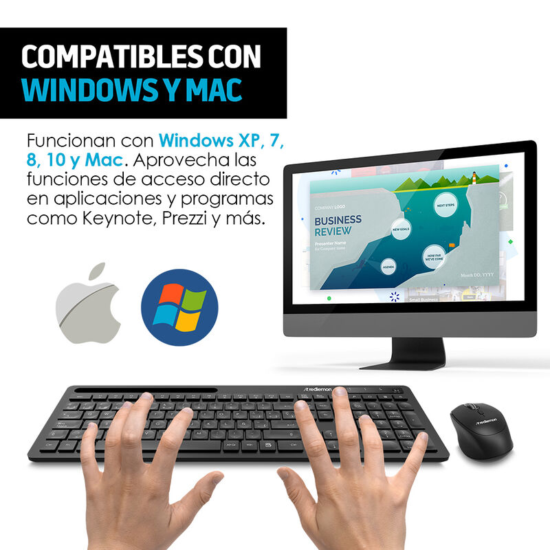 Teclado y Mouse Inal&aacute;mbrico USB Plug & Play par... image number null