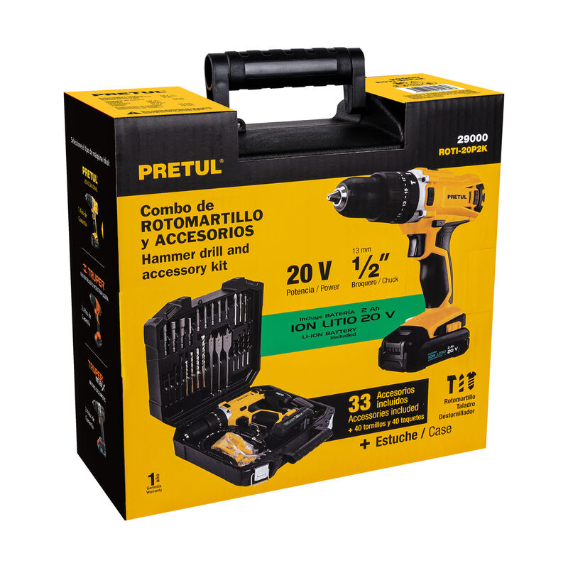 Kit Rotomartillo Inal&aacute;mbrico 1/2' 20V y 32 Acce... image number null