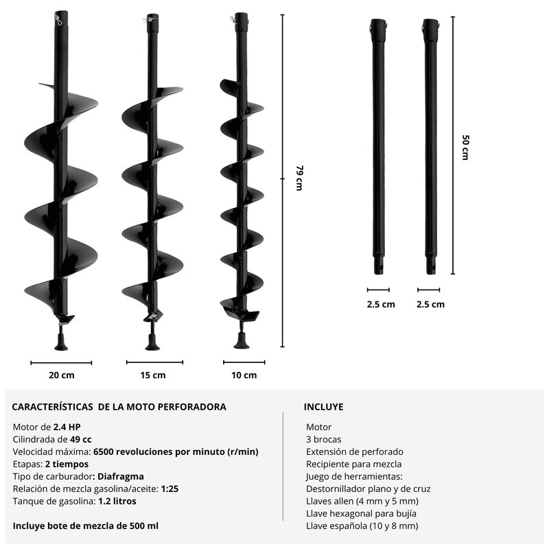 Motoperforadora Ahoyadora 3 Brocas 49cc 2.4hp 6... image number null
