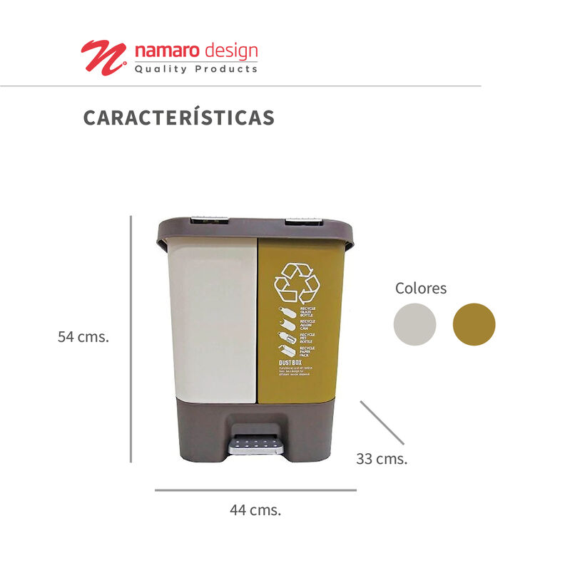 Basurero Doble Org&aacute;nico e Inorg&aacute;nico de 40 Litr... image number null