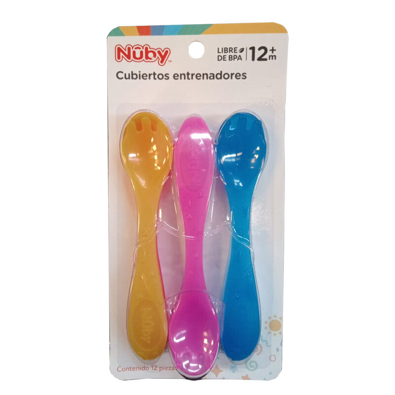 Cubiertos Para Ni&ntilde;os Nuby 12pz Naranja Rosa Azu... image number null
