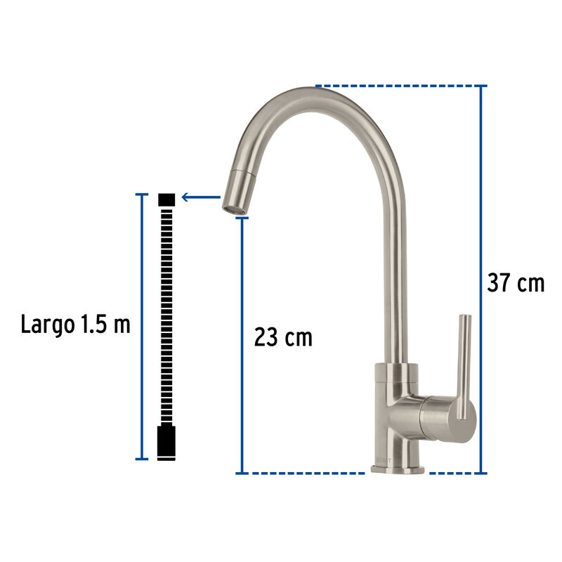 Monomando Sat&iacute;n Nariz Retr&aacute;ctil para Fregadero ... image number null