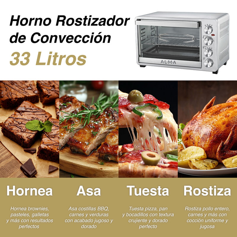 Horno Rostizador de Convecci&oacute;n ALMA 33L Doble R... image number null