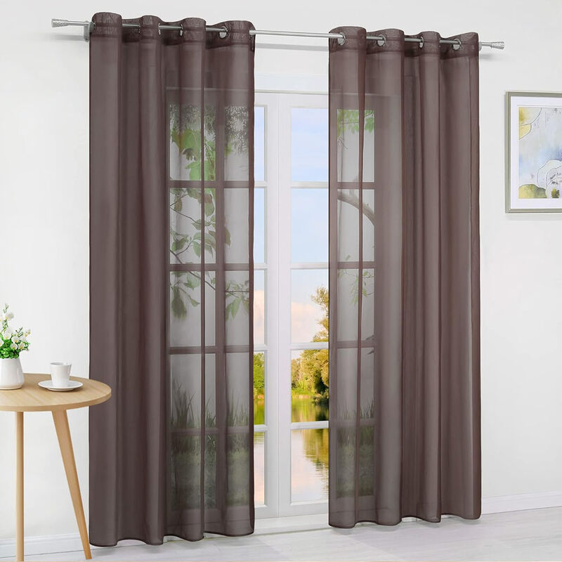 Cortinas Transl&uacute;cidas 2 Paneles 140x220 cm Colo... image number null