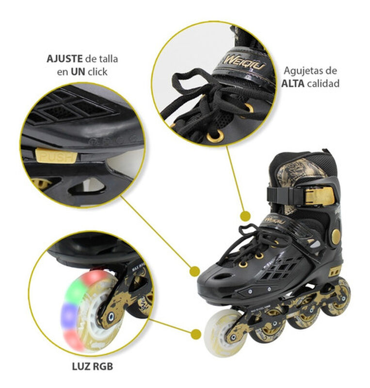 Patines Profesionales L&iacute;nea Luz Led Talla 18.5-... image number null