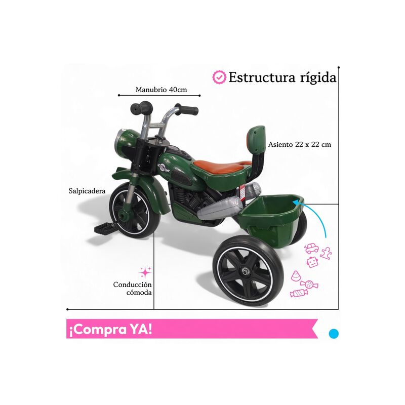 Triciclo Infantil Con Luces, Sonido Y Canastill... image number null