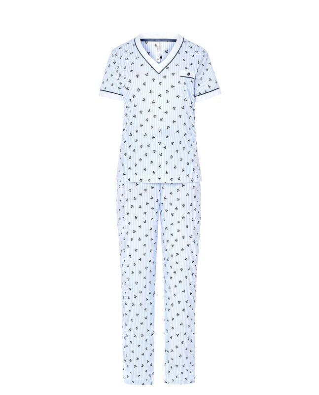 Pijama Largo con Anclas Marino image number null