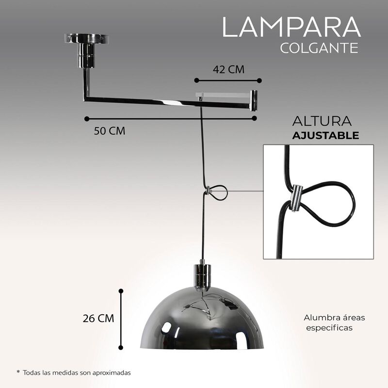 Candil Movible De 1 Luz Ajustable Cromado image number null