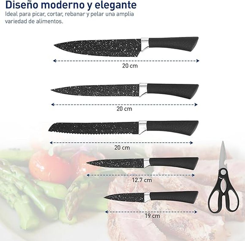 Set de Cuchillos de Acero Inoxidable con Bloque... image number null