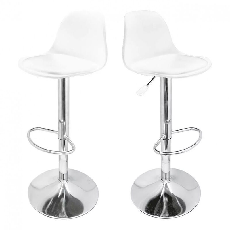 Set de 2 Sillas Altas Bar Giratorias Blancas image number null