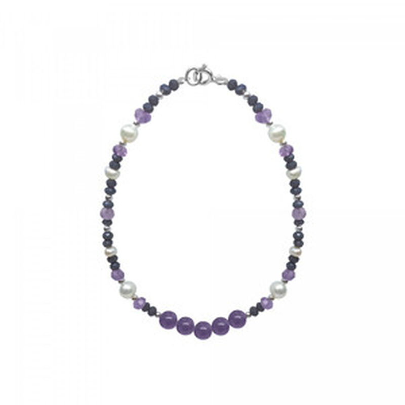 Pulsera centro amatista con calcedonia morada y... image number null