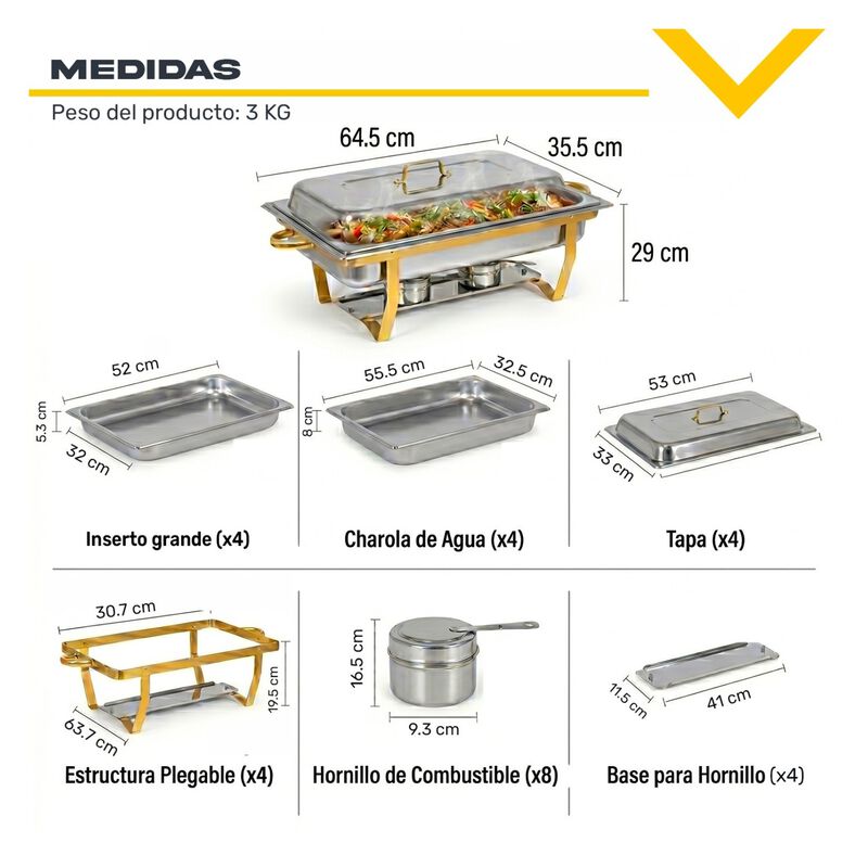 Bufetera Chafer Kit 4pz Acero Inox 11l Catering... image number null