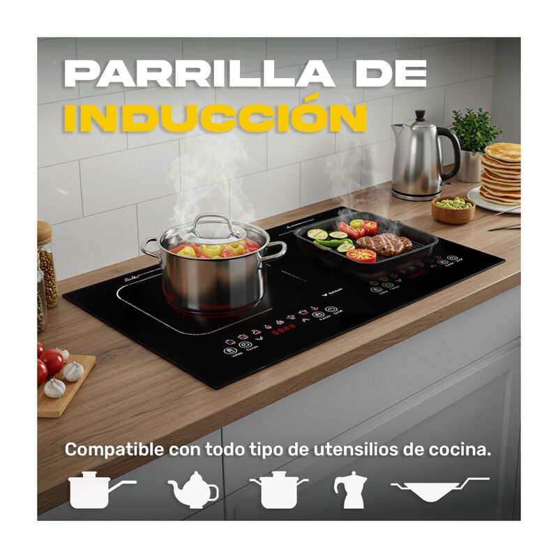 Parrilla Inducci&oacute;n El&eacute;ctrica 2 Zonas 270&deg; 2000w... image number null