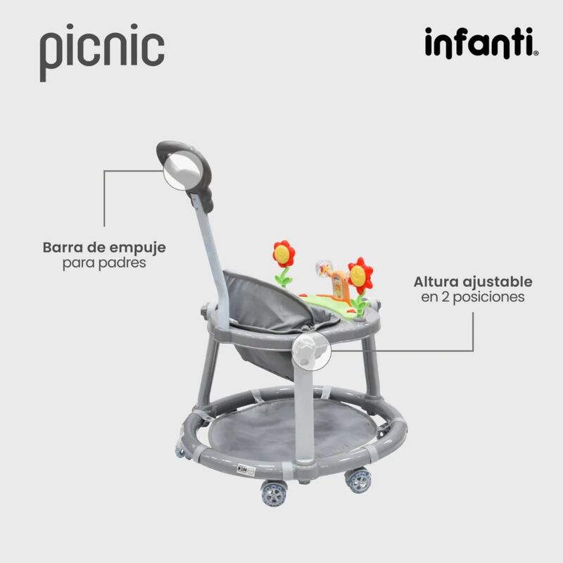 Andadera Picnic 3 En 1  Interactiva Gris image number null