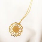 Dije Grande Girasol de Plata y Cadena con Ba&ntilde;o de Oro 14K