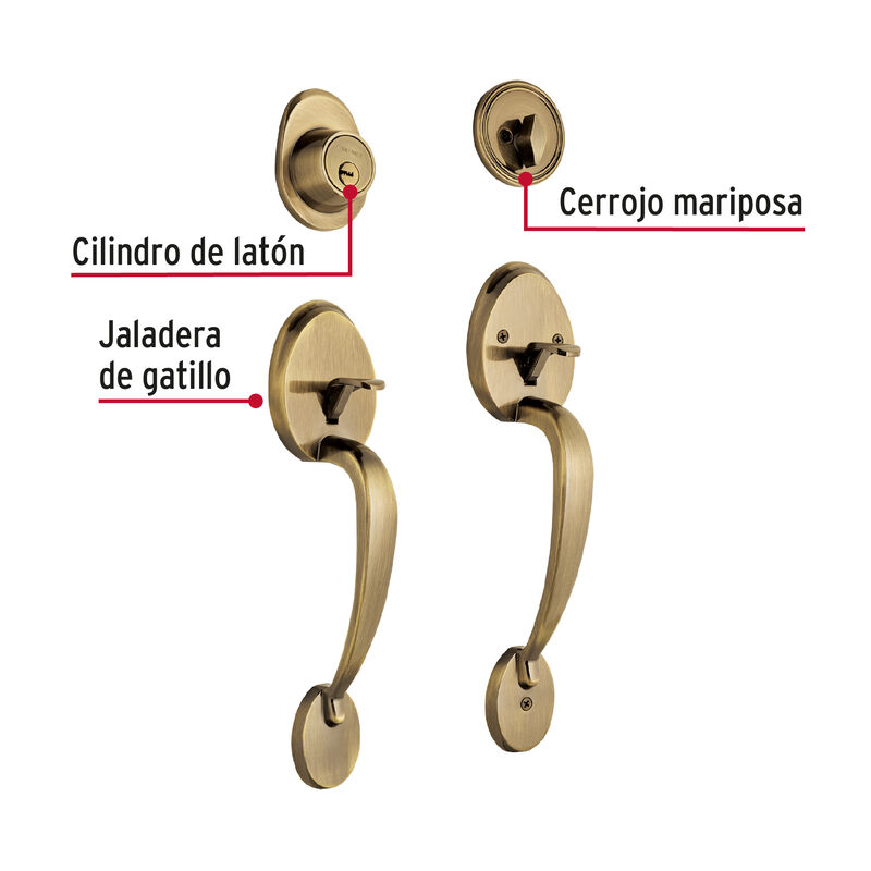 Doble Jaladera Perilla y Cerrojo Llave-Mariposa... image number null
