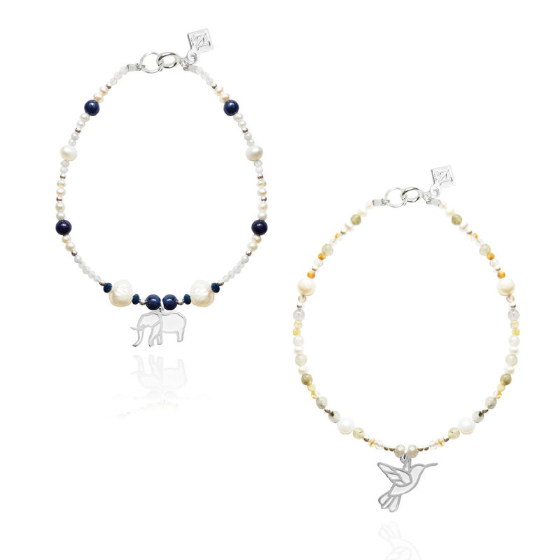 Set de Pulseras Suerte Colibr&iacute; y Elefante de Pl... image number null