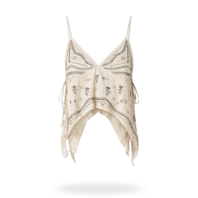 Blusa De Tirantes Asim&eacute;trica Bordada image number null