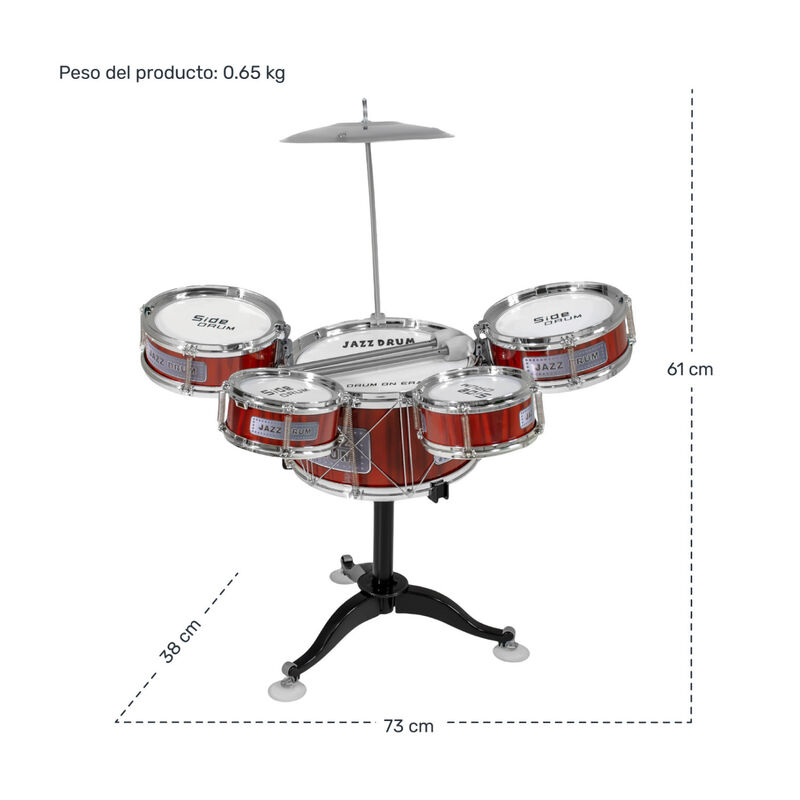 Bateria Musical Juguete Jazz Ni&ntilde;os 7 Piezas 5 T... image number null