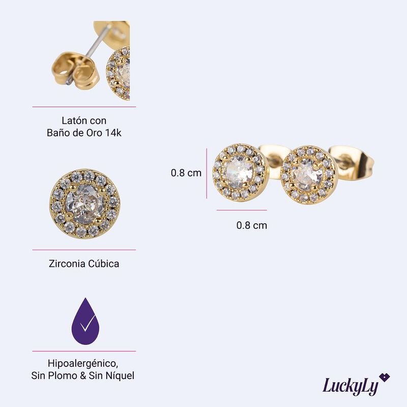 Aretes Mujer Oro 14k Zirconia Cúbica, Joyería F... image number null