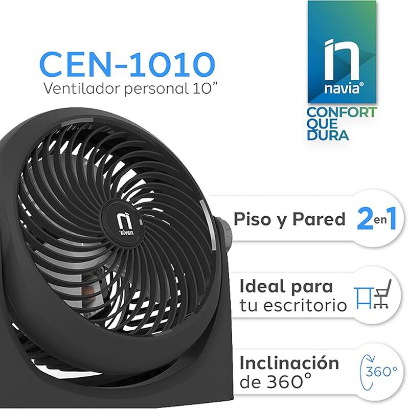 Ventilador Navia Personal MIO-CEN-1010 Negro image number null