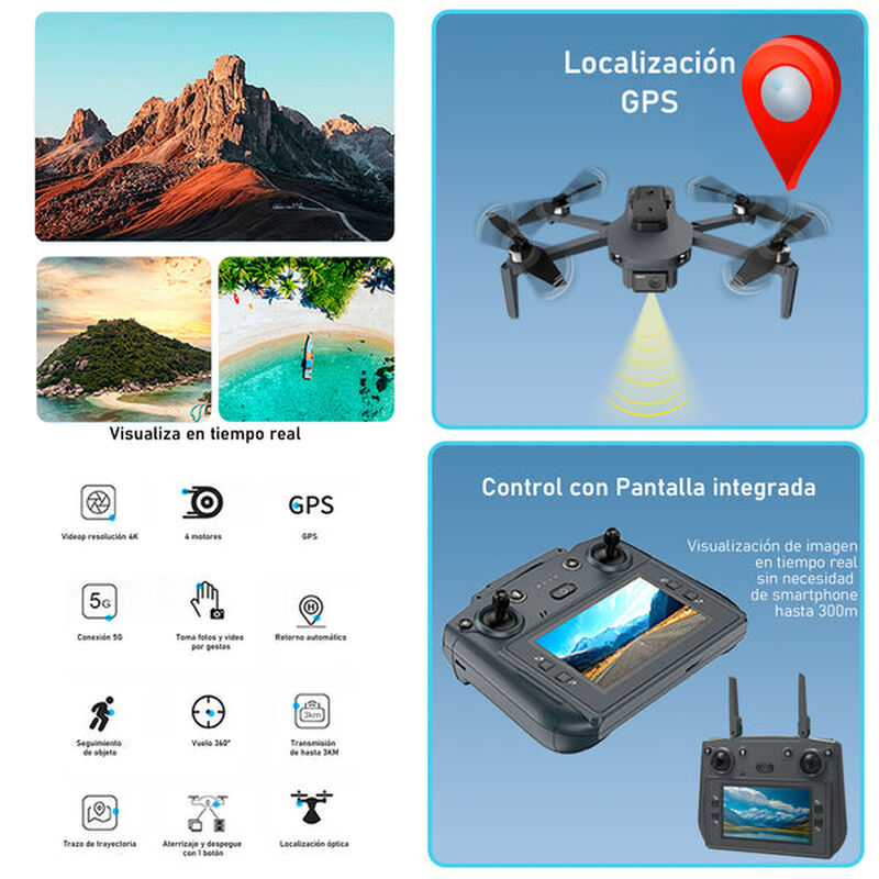 Drone VAK W7  GPS WIFI control con pantalla c&aacute;m... image number null