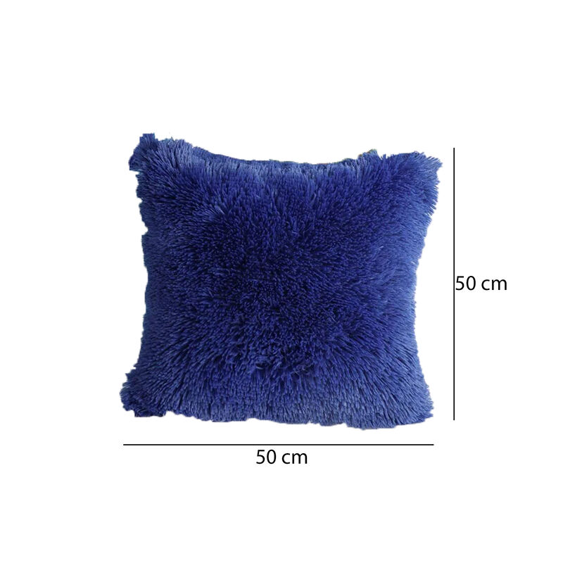 Coj&iacute;n Decorativo de Pelo Largo Azul Marino de 5... image number null