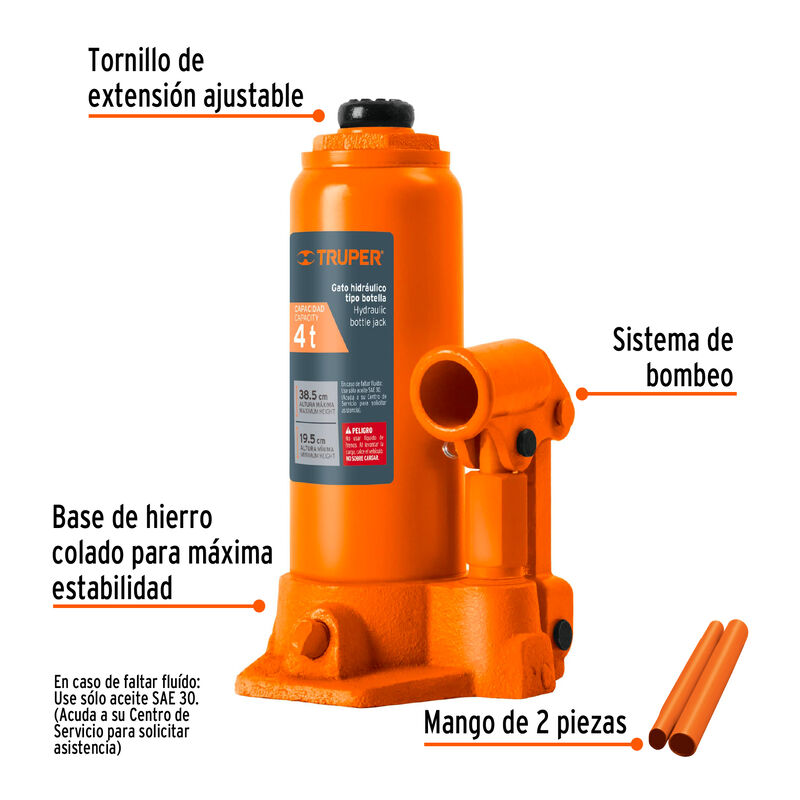 Gato Hidr&aacute;ulico de Botella de 4 Ton Truper image number null