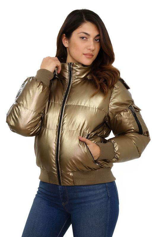 Chamarra Puffer Met&aacute;lica Dorado M image number null