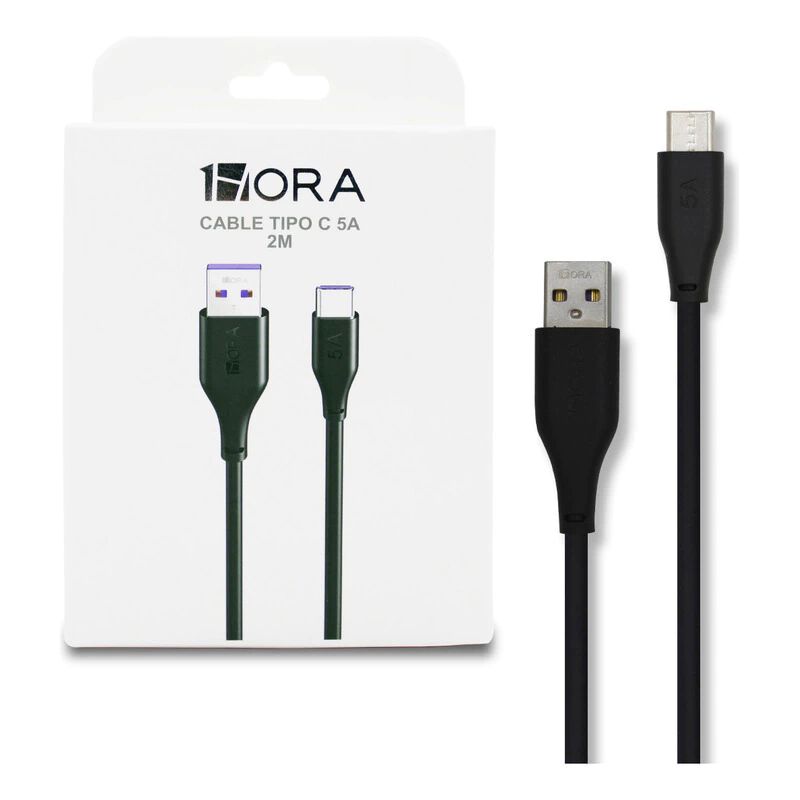 Cable USB De Carga Rapida 1HORA 5A 2M Negro image number null