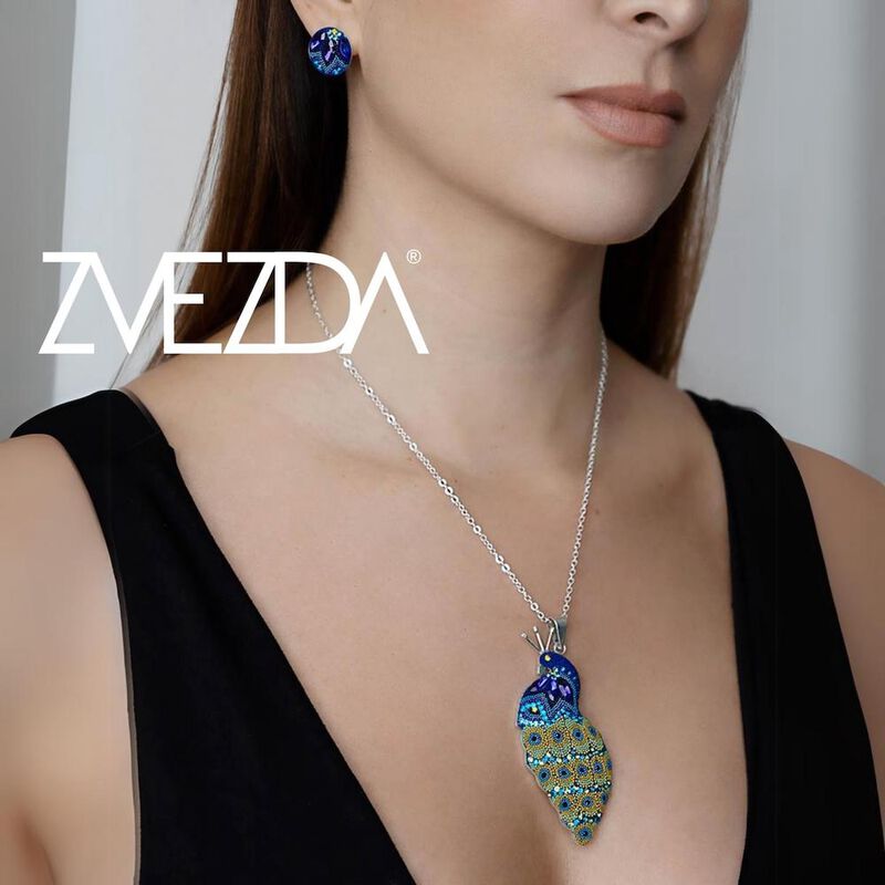 Set Collar y Aretes Pavorreal Zvezda 0.925 Muje... image number null