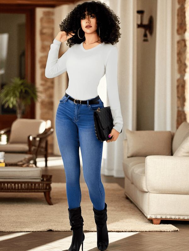 Suéter para Mujer de Manga Larga con Cuello en ... image number null