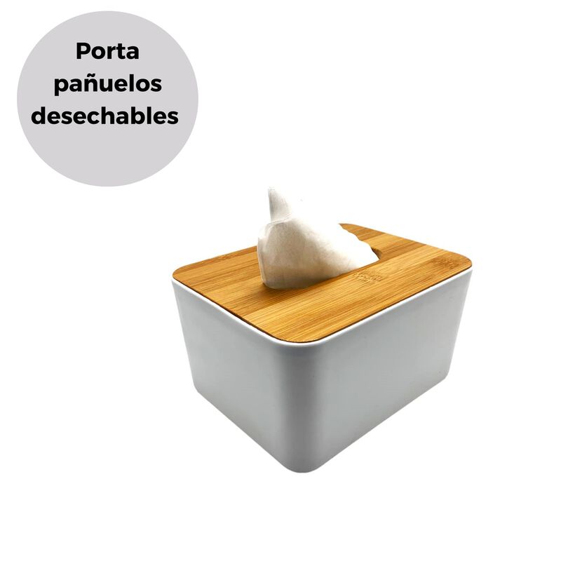 Caja dispensadora de Pa&ntilde;uelos con tapa de bamb&uacute; image number null