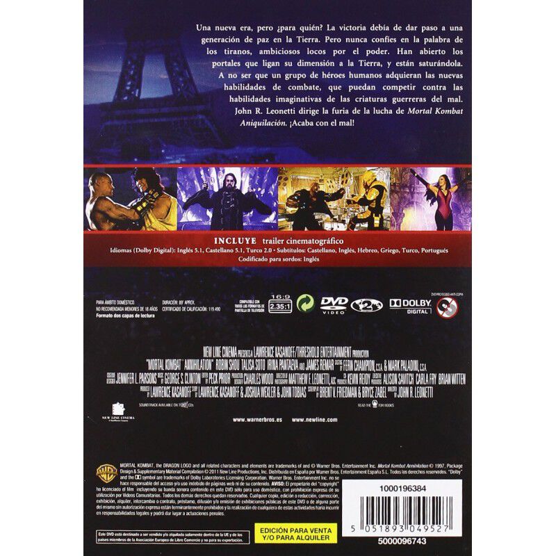 Mortal Kombat 2: Aniquilaci&oacute;n (1997) [dvd] image number null